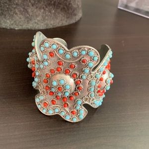 Silver turquoise bangle bracelet